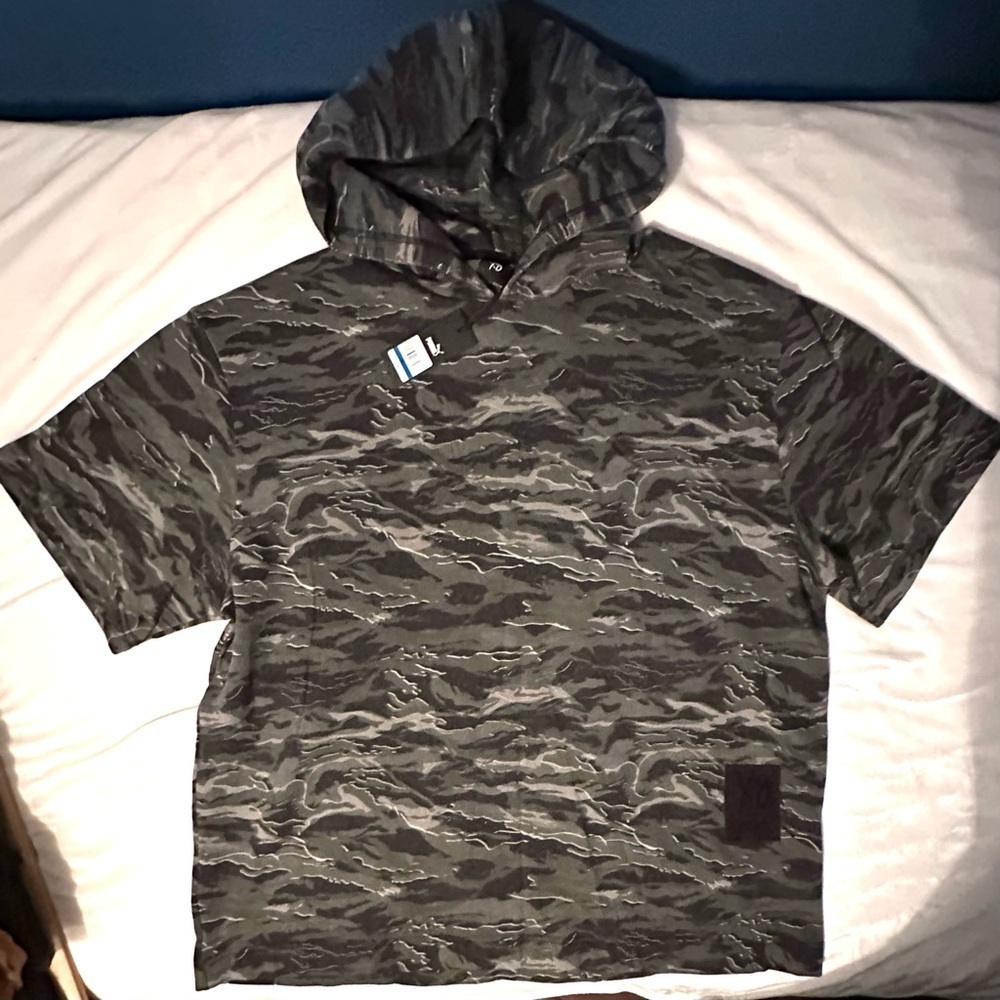 The Weeknd Puma XO Short Slv Black Camo Hoodie Mens XL Streetwear Oversized NWT